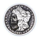 Skull Carved Morgan Silver Dollar