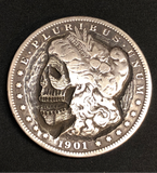 Skull Carved Morgan Silver Dollar